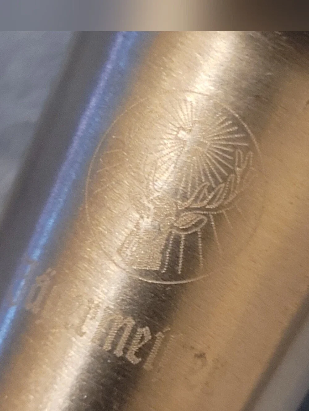 Vintage 90s Jagermeister Pewter Stainless Steel Stag Head Shot Glass Etched Logo